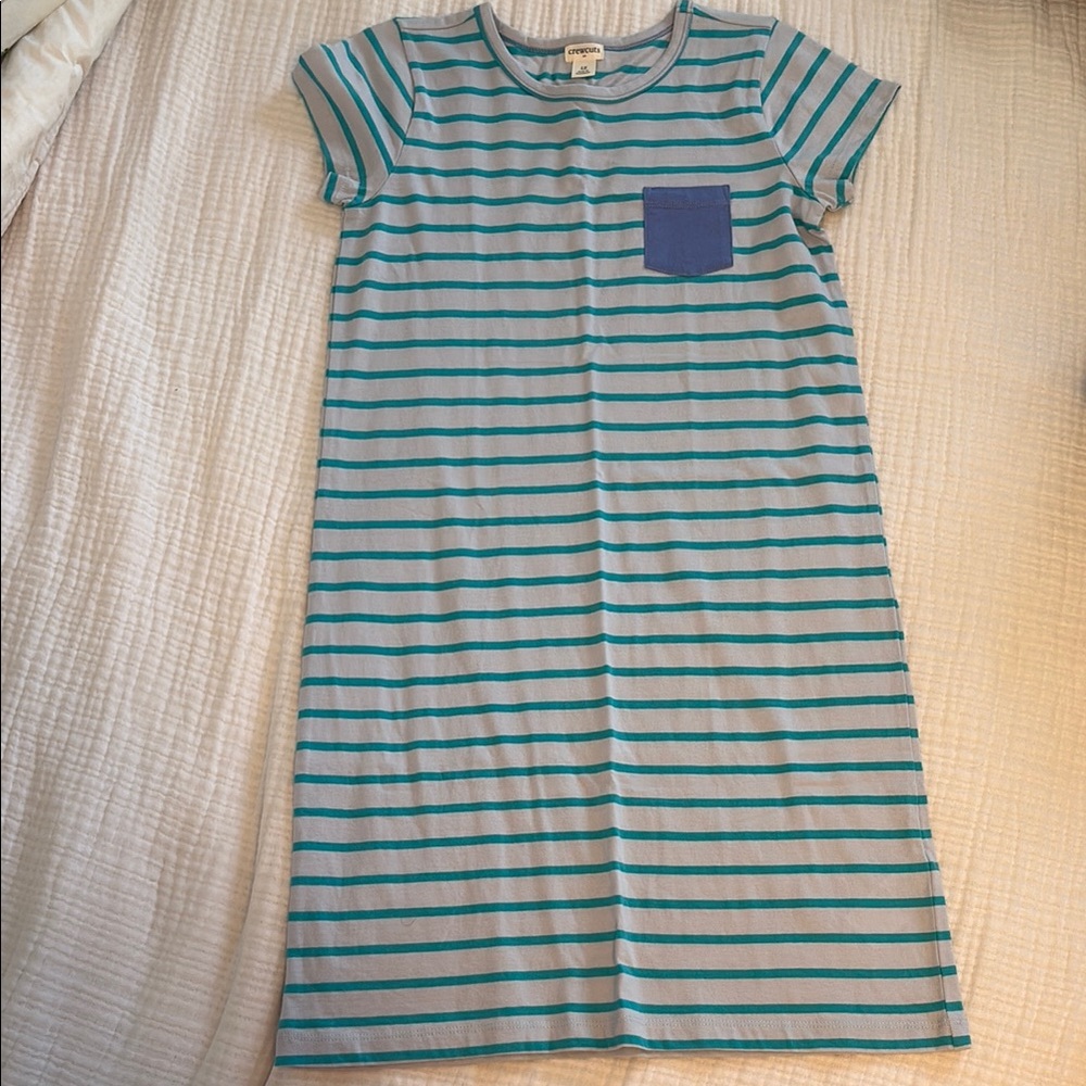 Crewcuts Teal and Gray Striped Top